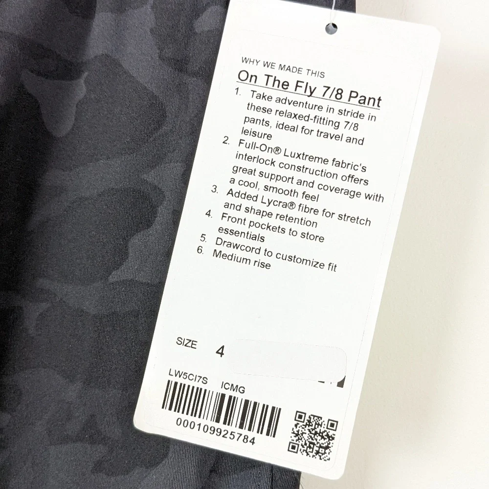 Lululemon On The Fly 7/8 Pants Size 4 incognito Camo grey - Picture 8 of 13